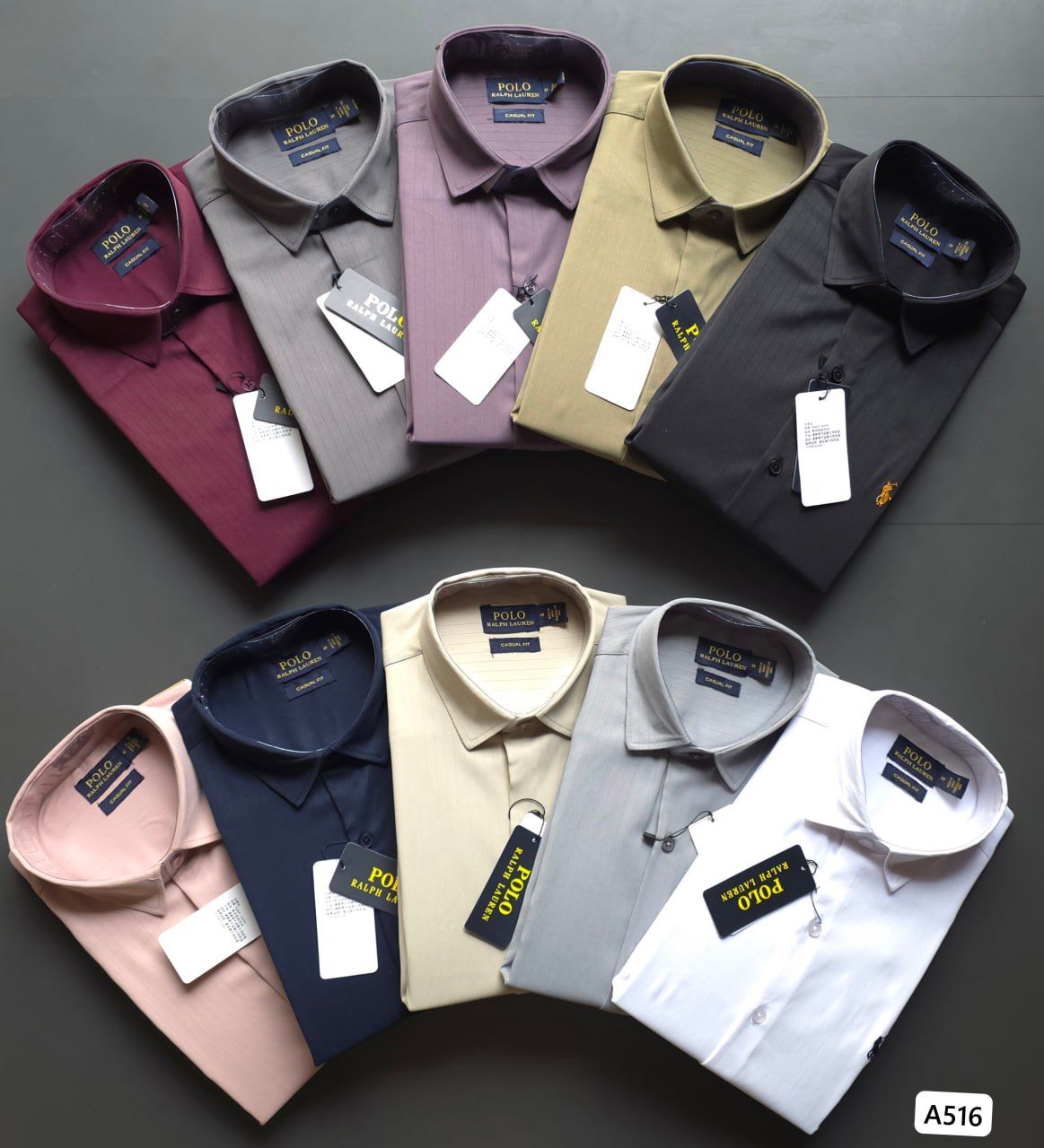 Ralph Lauren Premium Quality Collar Neck Full Sleeve Men's Shirt - 40 Pc