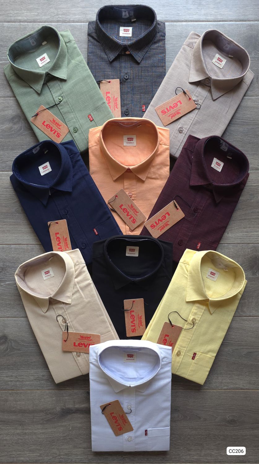 Levis Premium Quality Linen Fabric Collar Neck Full Sleeve Men's Shirt - 40 Pc