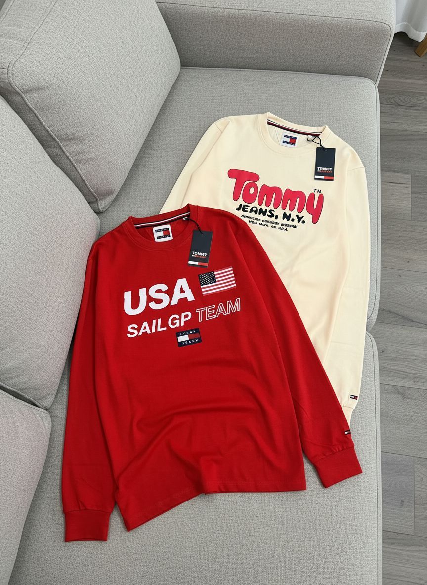 Tommy Hilfiger Premium Quality Round Neck Full Sleeve Men's T-Shirt - 36 Pc
