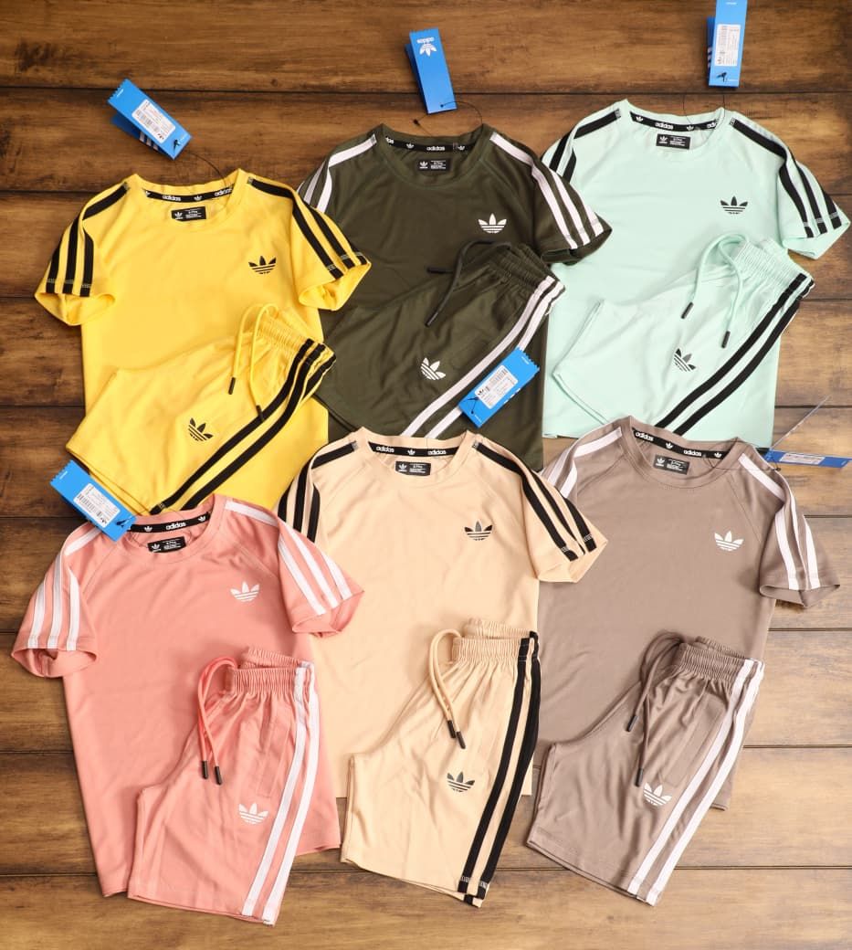 Adidas ( Unisex ) Premium Quality Round Neck Half Sleeve Kids T-Shirt &amp; Shorts  Kids Co-ord Set- 40 Set