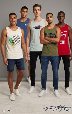 Tommy Premium Quality Cotton Sleeve less Men's T-Shirt - 66 Pc