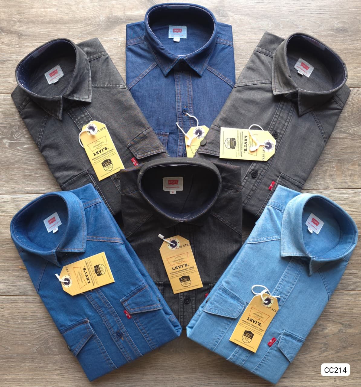 Levis Premium Quality Collar Neck Full Sleeve Men's Denim Shirt - 56 Pc