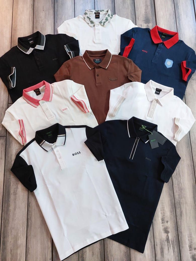 Boss Premium Quality Collar Neck Half Sleeve Men's T-shirt - 68 Pc