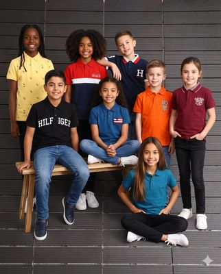 Tommy Hilfiger Premium Quality Cotton Collar Neck Half Sleeve Kid's T-shirt - 53 Pc
