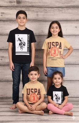 Us Polo Assn. ( Unisex ) Premium Quality Cotton Round Neck Half Sleeve Kids T-shirt - 56 Pc