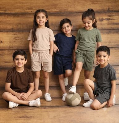Adidas ( Unisex ) Premium Quality Round Neck T-shirt &amp; Shorts Boys &amp; Girls Co-ord Set - 40 Set