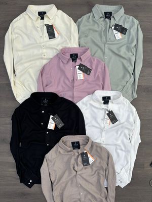 Emir Premium Quality Imported Italian Self Creased Visco Tencil Fabric Collar Neck Full Sleeve Men's Shirt - 18 Pc