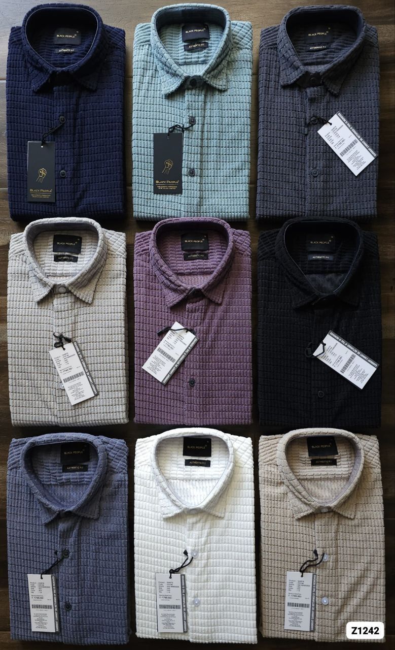 Black People Premium Quality Collar Neck Full Sleeve Men's Shirt - 38 Pc