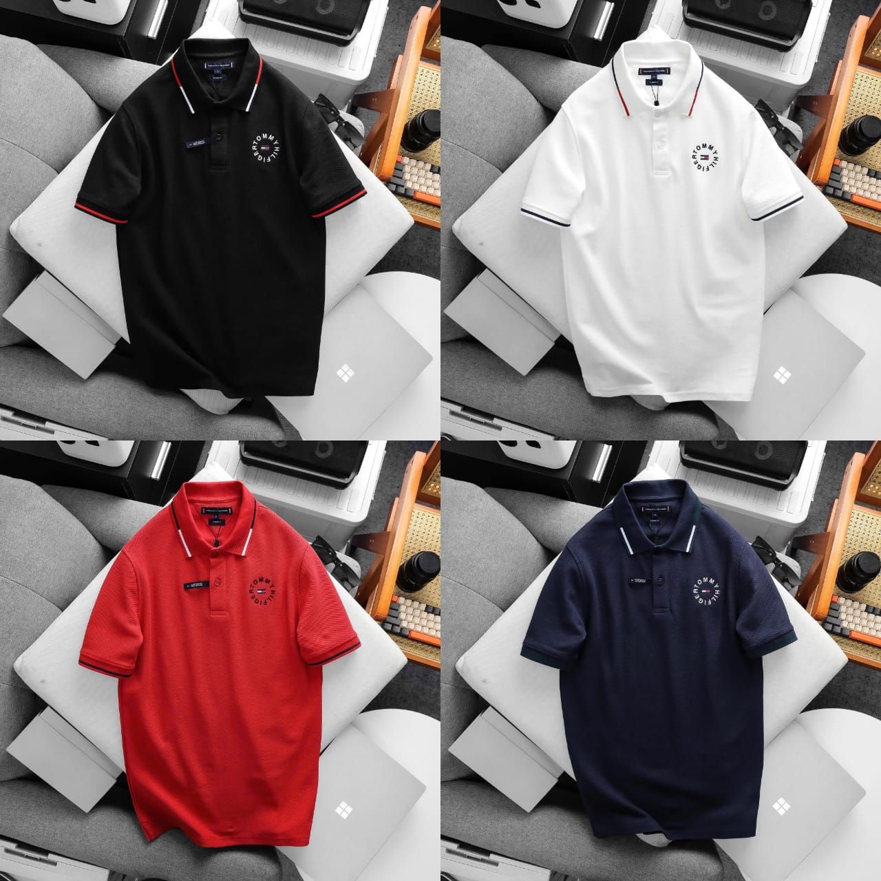 Tommy Premium Quality Cotton Collar Neck Half Sleeve Men's T-shirt - 54 Pc