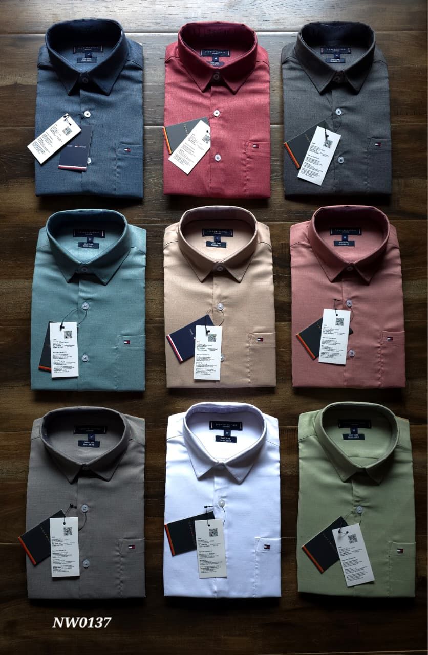 Tommy Hilfiger Premium Quality Collar Neck Oxford Lycra Full Sleeve Men's T-Shirt - 58 Pc