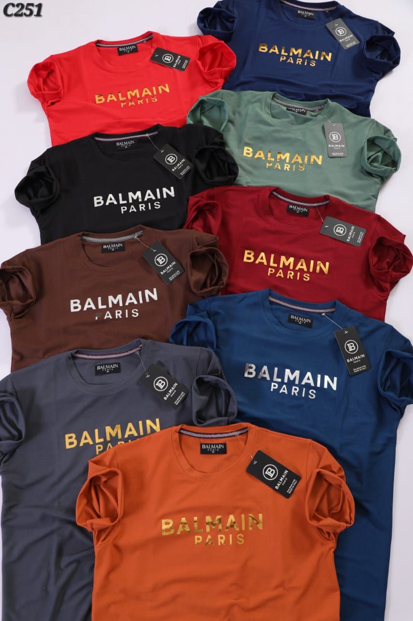Balmain Premium Quality Dry-Fit Lycra Round Neck Half Sleeve Men's T-Shirt - 40 pC