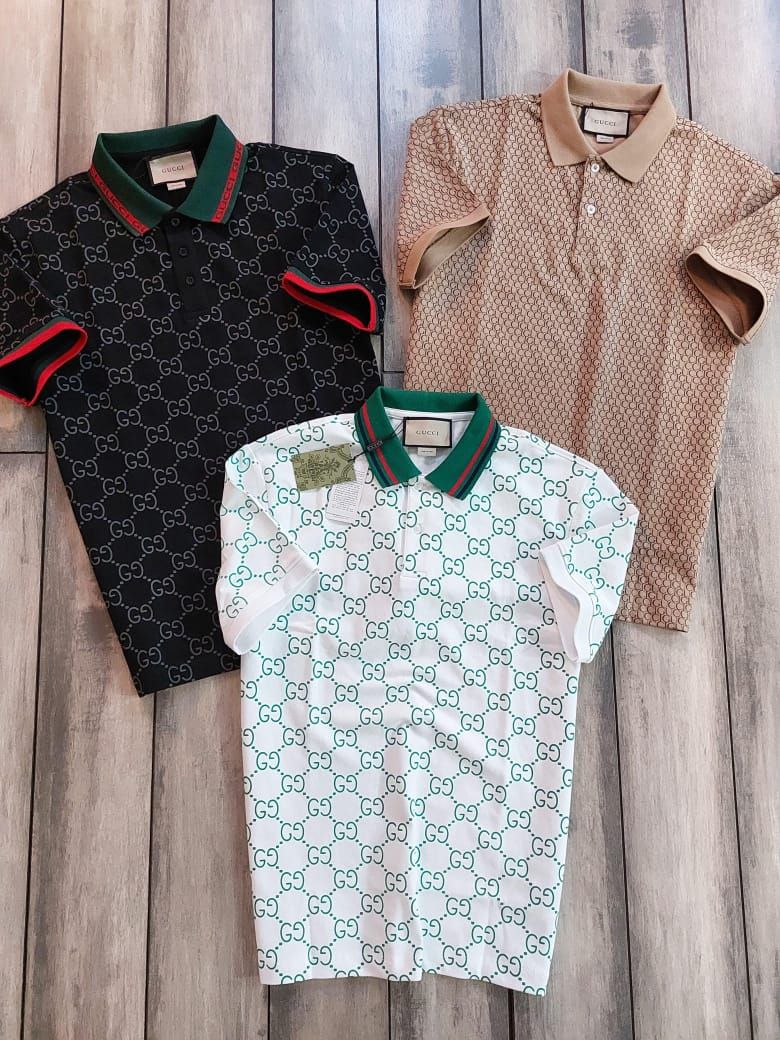 Gucci Premium Quality Collar Neck Half Sleeve men's T-Shirt - 46 Pc