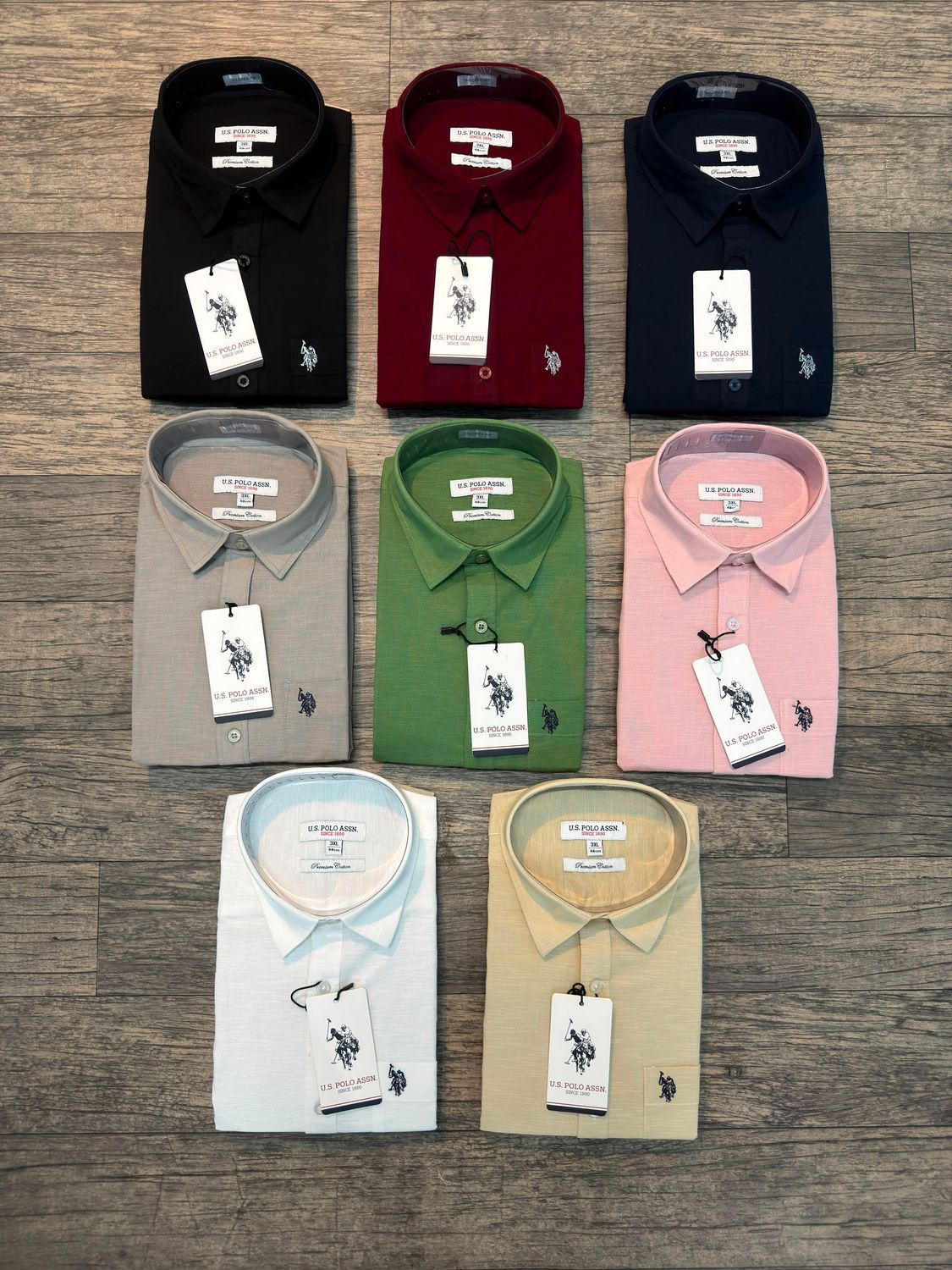 ( Big Size ) Us Polo Premium Quality Slub Linen Comfort Fit Collar Neck Full Sleeve Men's Shirt - 32 Pc