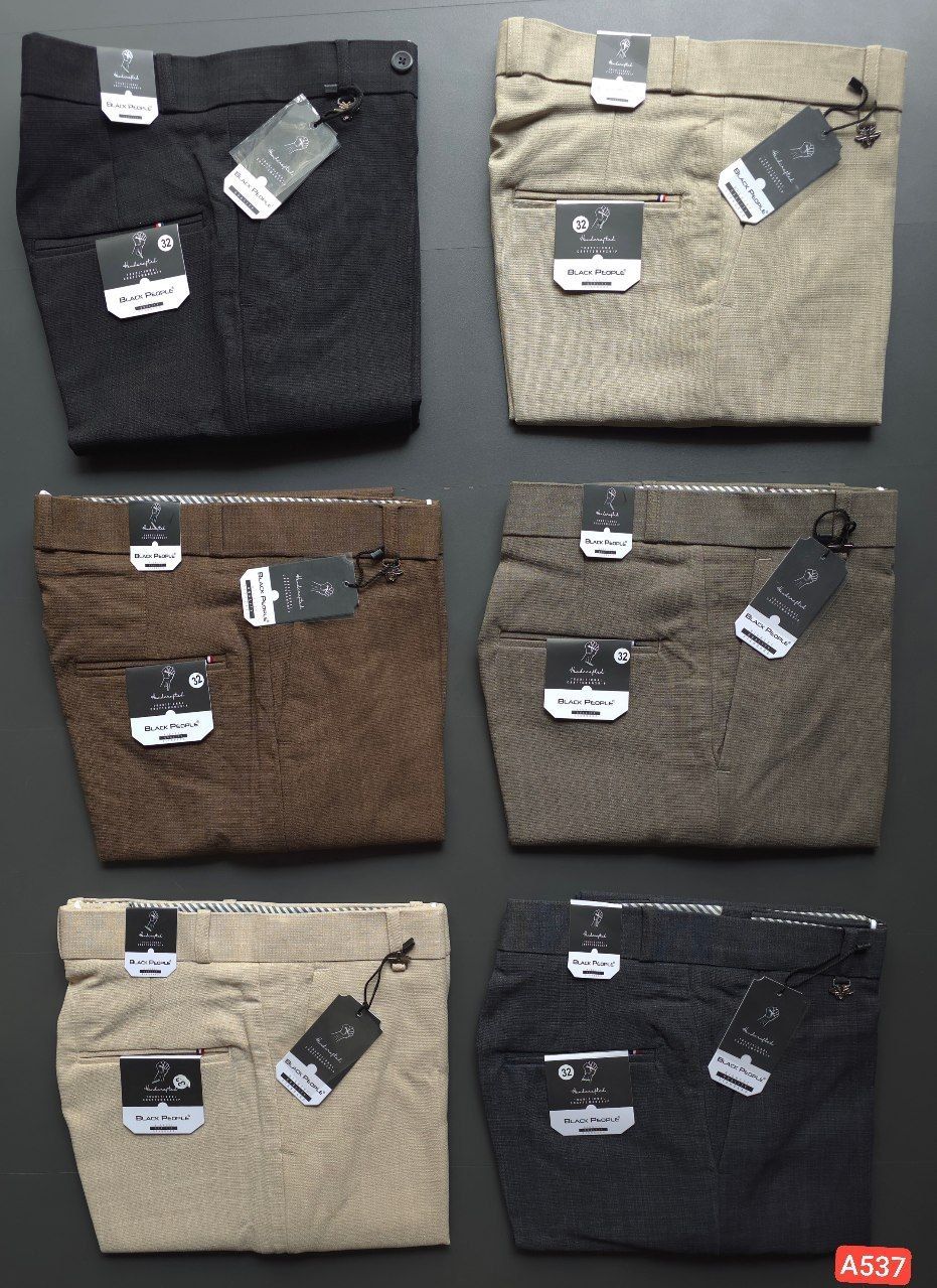 Black People Premium Quality Linen Ankle Length Slim Fit Men's Formal Pant - 37 Pc