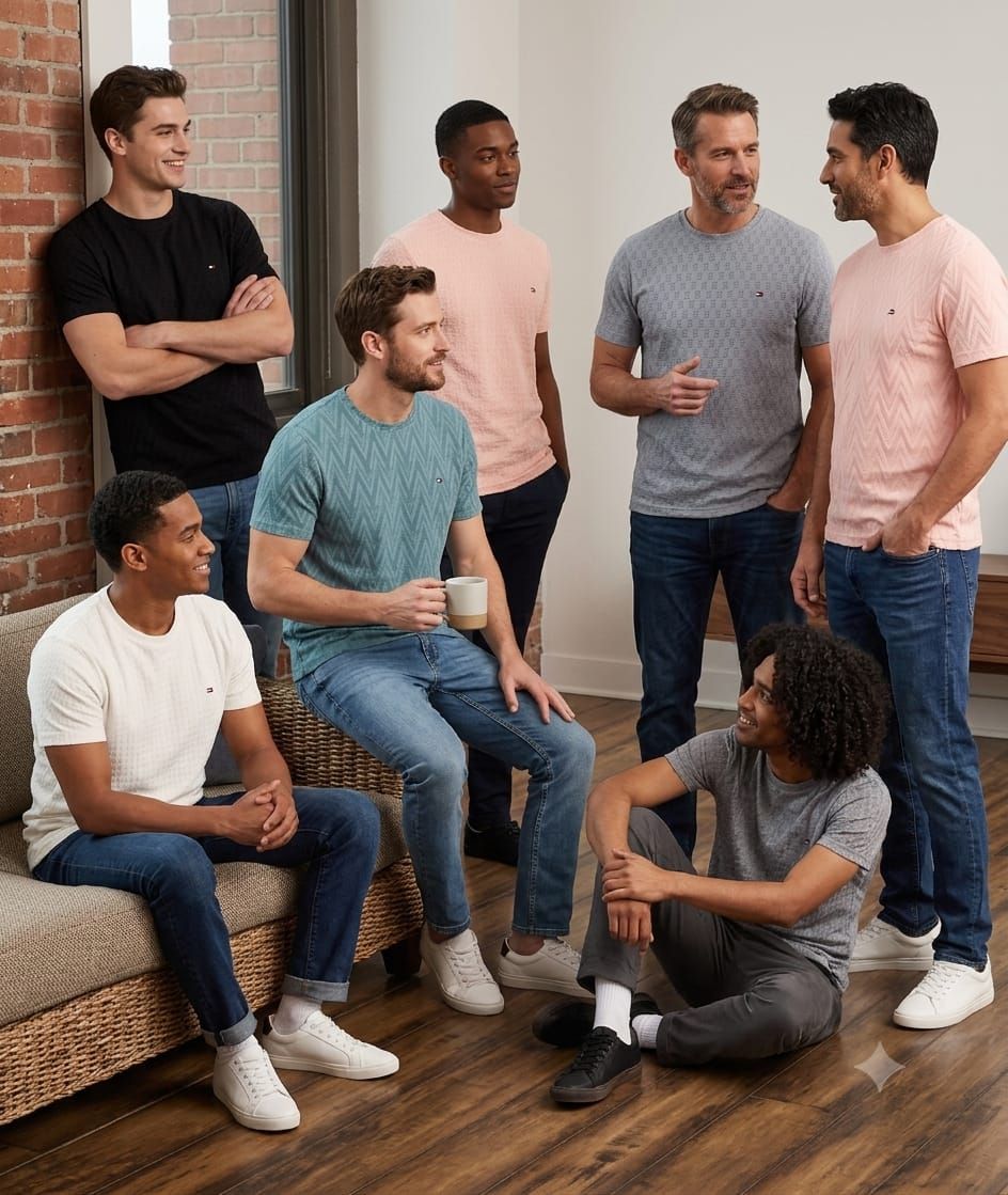 Tommy Hilfiger Premium Quality Round Neck Half Sleeve Men's T-Shirt - 74 Pc