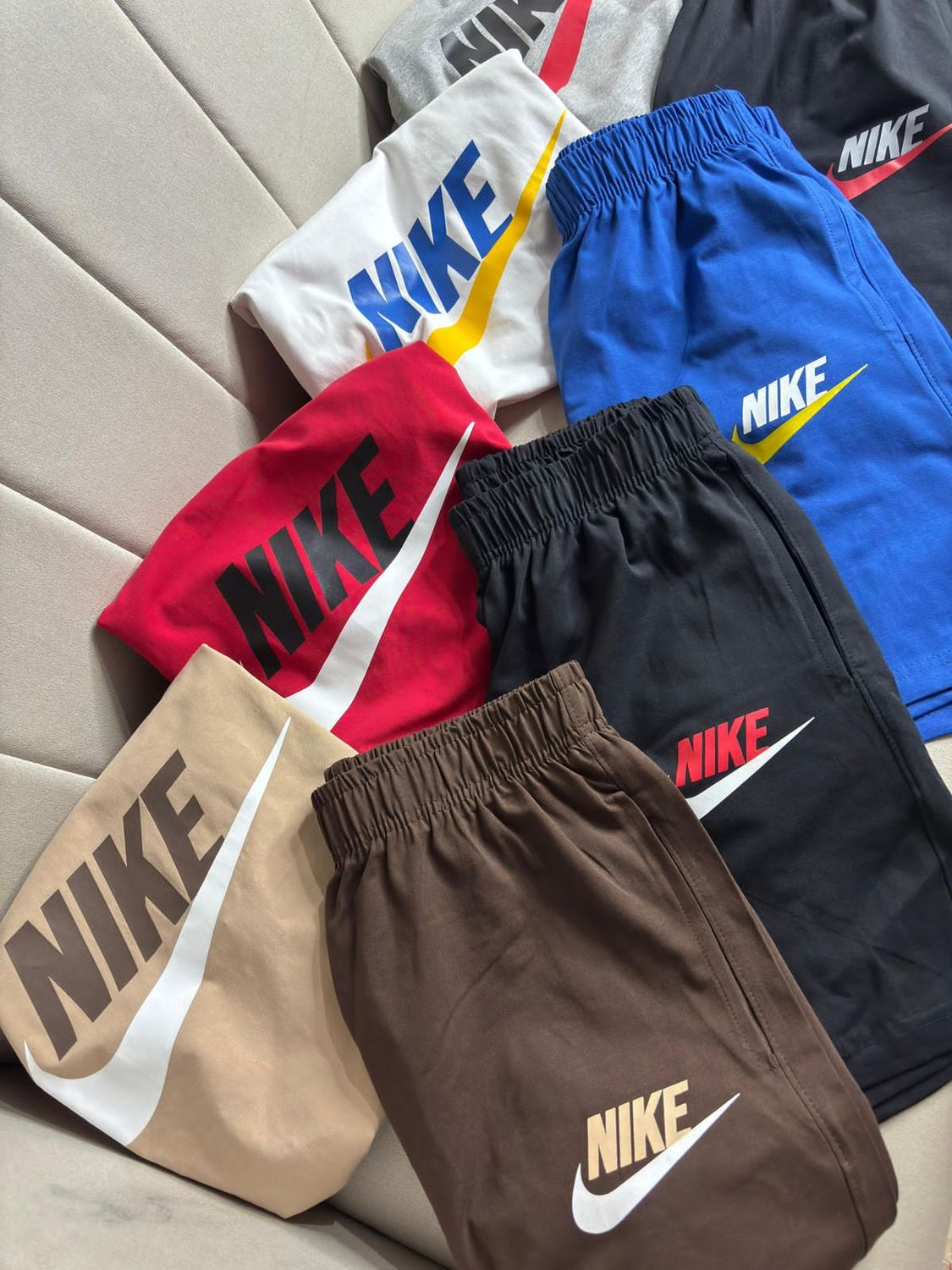 Nike Premium Quality Cotton Lycra Mercerised Oversized Crew Neck T-Shirt &amp; Shorts Men's Co-ord Set - 24 Set