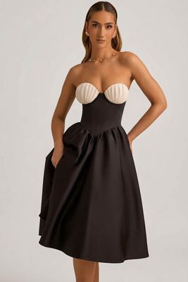 Ladies Premium Quality Midnight Elegance Strapless Corset Midi Dress - 100 Pc