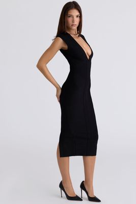 Ladies Premium Quality Black Bandage Midi Dress - 100 Pc