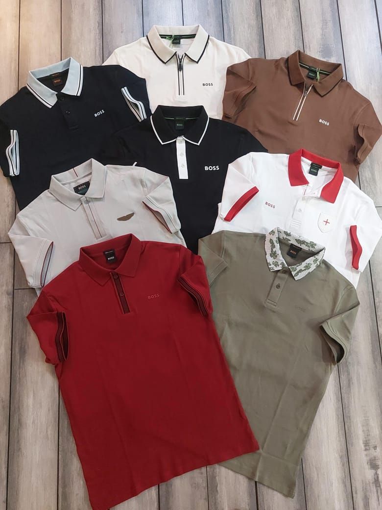 Boss Premium Quality Collar Neck Half Sleeve Men's T-Shirt - 68 Pc