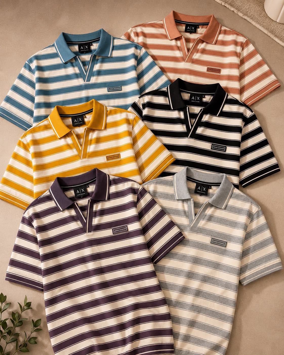 Armani Exchange Premium Quality Collar Neck Half Sleeve Men's T-Shirt - 48 Pc