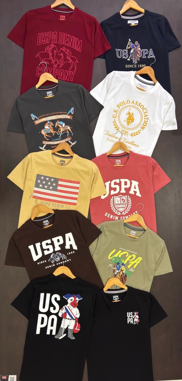 Us Polo Premium Quality Cotton Round Neck Half Sleeve Men's T-Shirt - 40 Pc