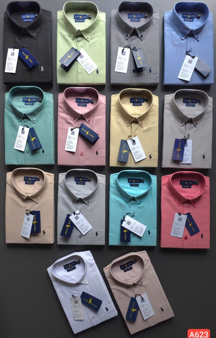 Ralph Lauren Premium Quality Cotton Oxford Collar Neck Full Sleeve Men's Shirt - 42 Pc