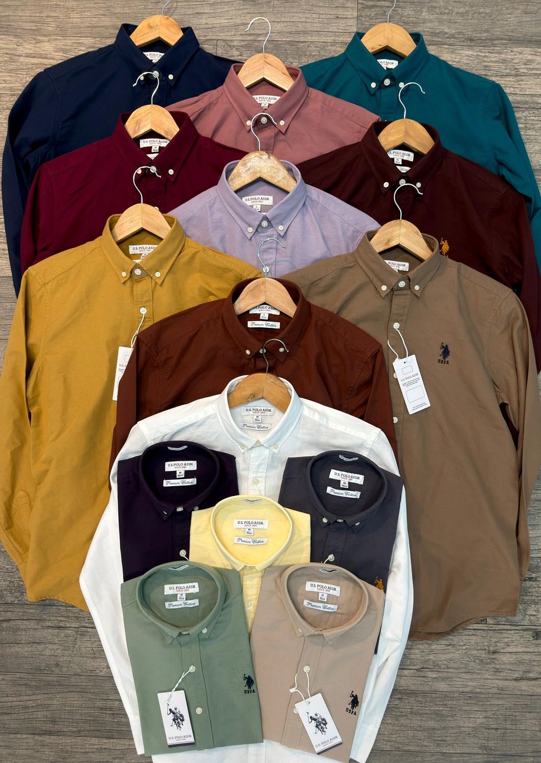 Us Polo Premium Quality Cotton Linen plain Collar Neck Full Sleeve Men's Shirt - 64 Pc