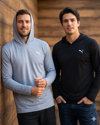 Puma Premium Quality Sports &amp; Active Wear  Four way Lycra Hood With Full Sleeve T-Shirt - 52 Pc