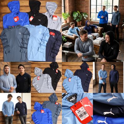 Puma Premium Quality Sports &amp; Active Wear  Four way Lycra Hood With Full Sleeve T-Shirt - 52 Pc