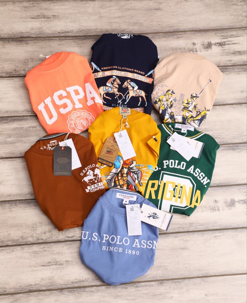 ( Big Size ) Us Polo Assn. Premium Quality Round Neck Half Sleeve Men's T-Shirt - 47 Pc