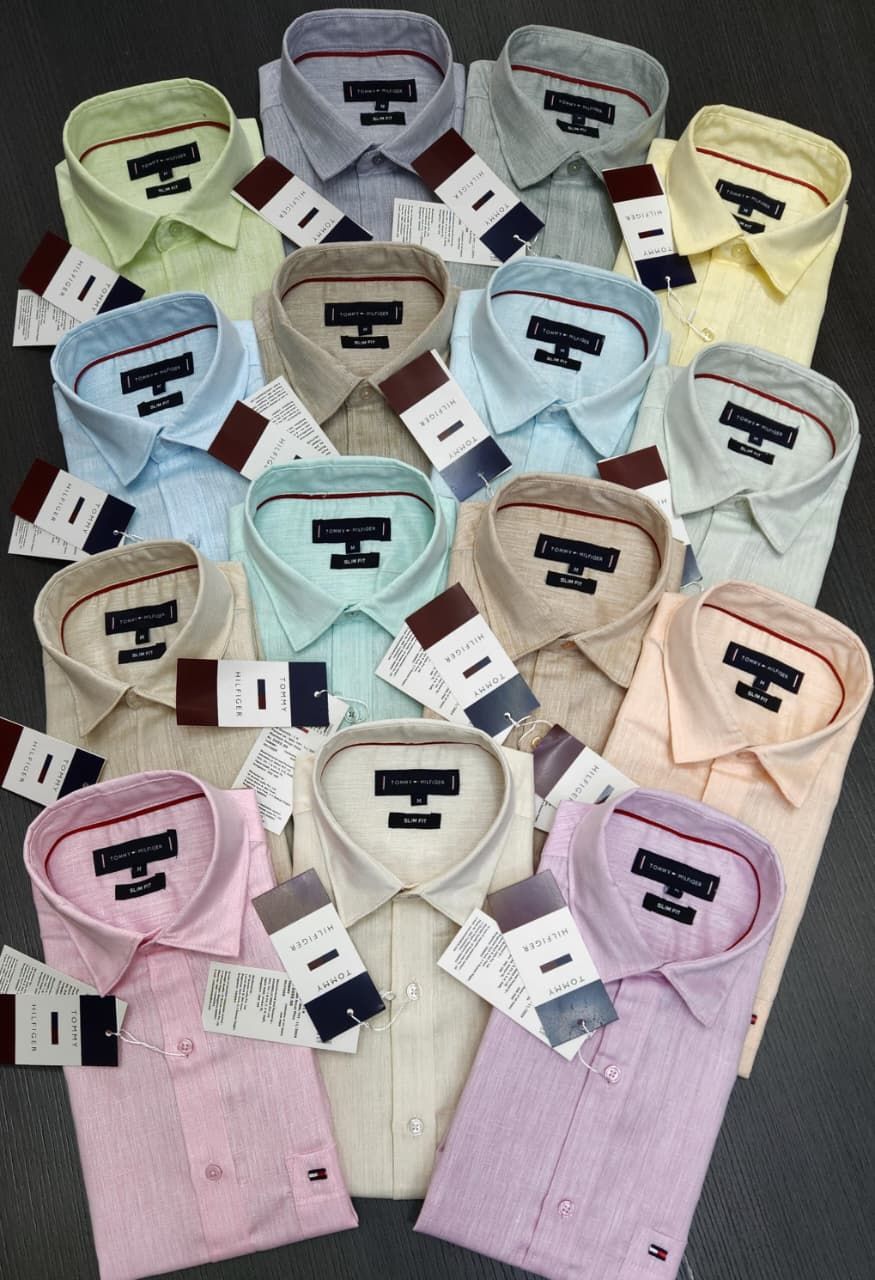 Tommy Premium Quality Lenin Collar Neck Full Sleeve Men's Shirt - 64 Pc