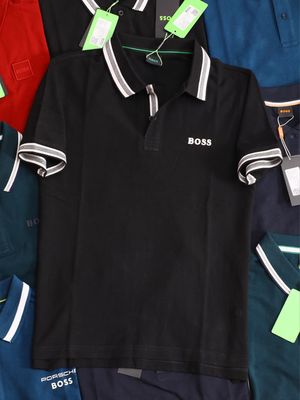 ( Big Size ) Boss Premium Quality Cotton Collar Neck Half Sleeve Men's T-shirt - 60 Pc
