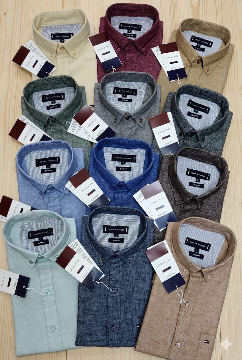 Tommy Premium Quality Cotton Lenin Collar Neck Full Sleeve Men's Shirt - 52 Pc