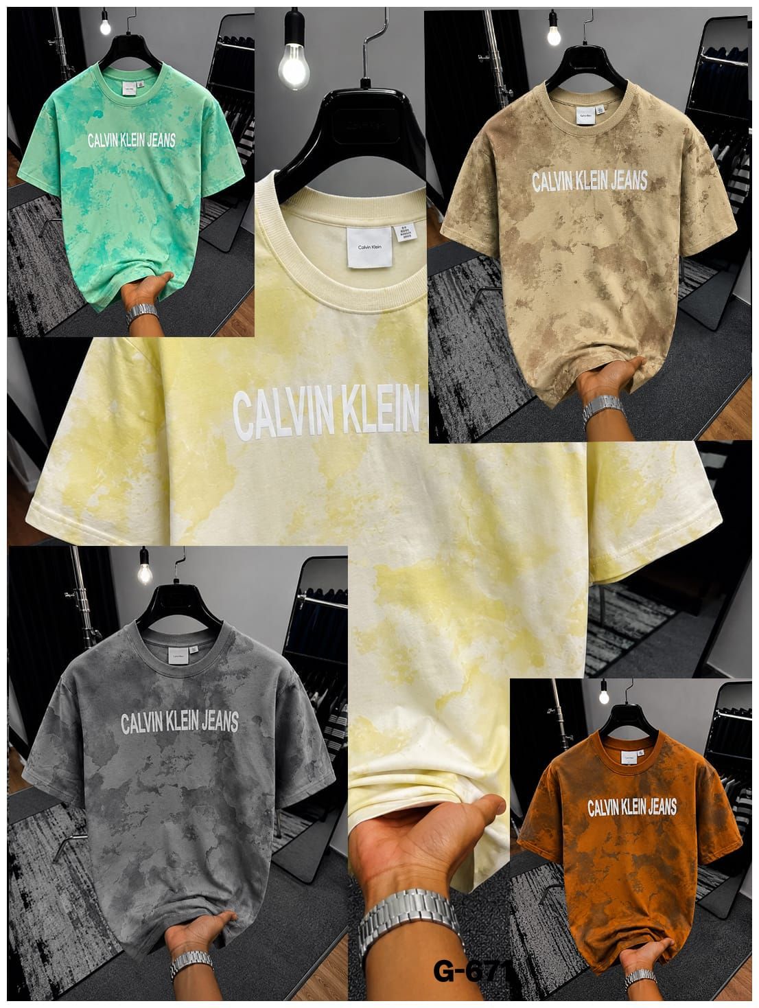 Calvin Premium Quality Drop-Shoulder Pure Cotton Round Neck Half Sleeve Men's T-Shirt  - 51 Pc