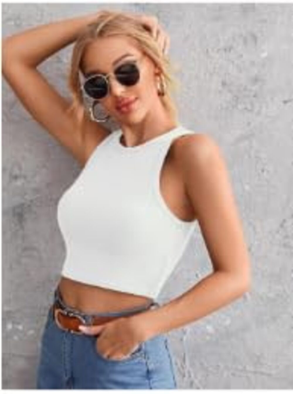 Women's Premium Quality white ribbed tank top crop top - 30 Pc
