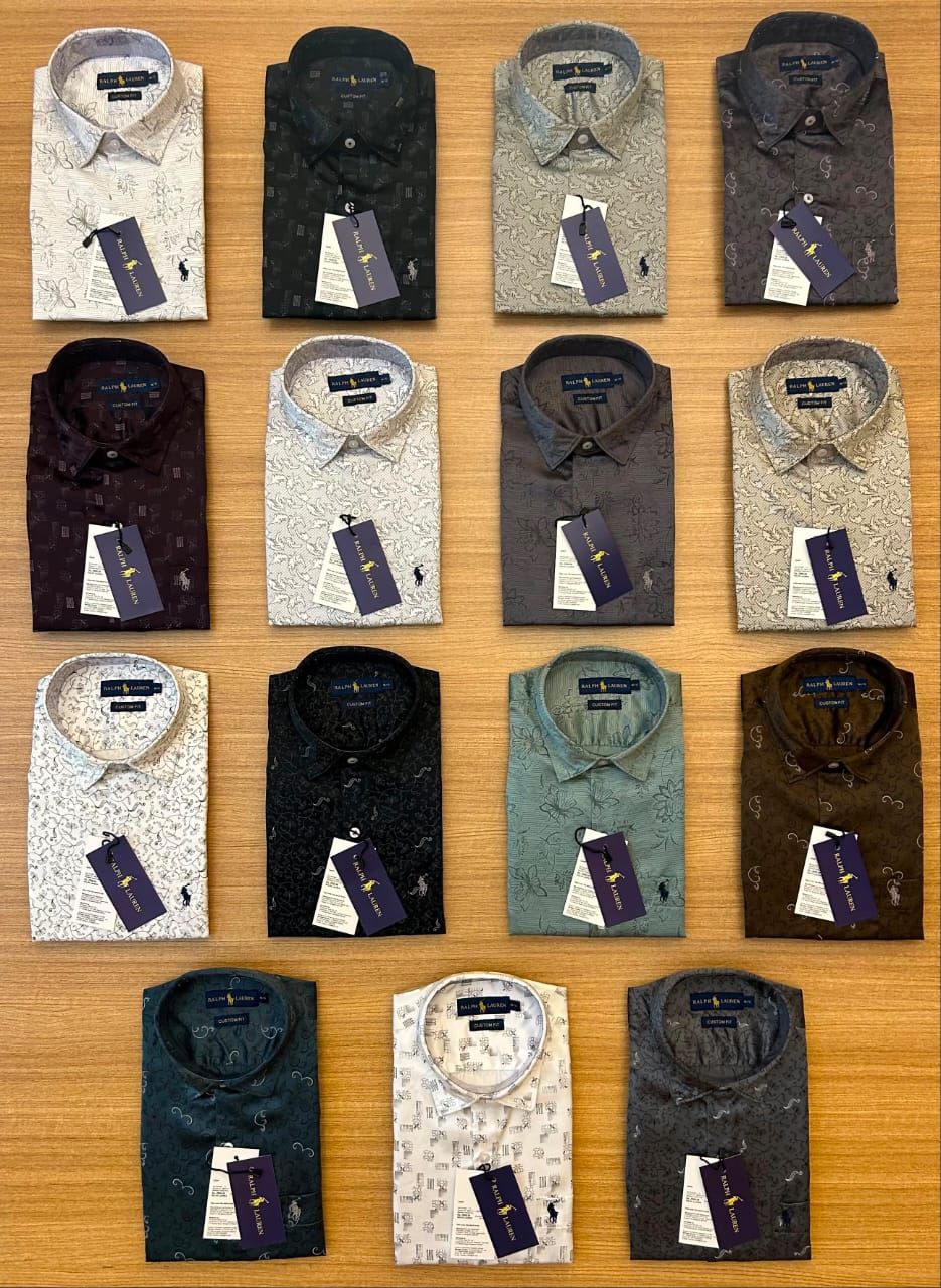 Ralph Lauren Premium Quality Oxford Satin Collar Neck Full Sleeve Slim Fit Men's Shirt - 64 Pc