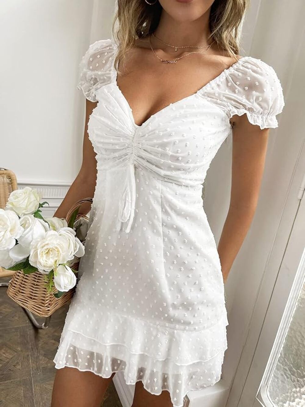 Women's Premium Quality Berry lush mini dress features a textured dobby weave with a flattering ruched sweetheart neckline. - 30 Pc