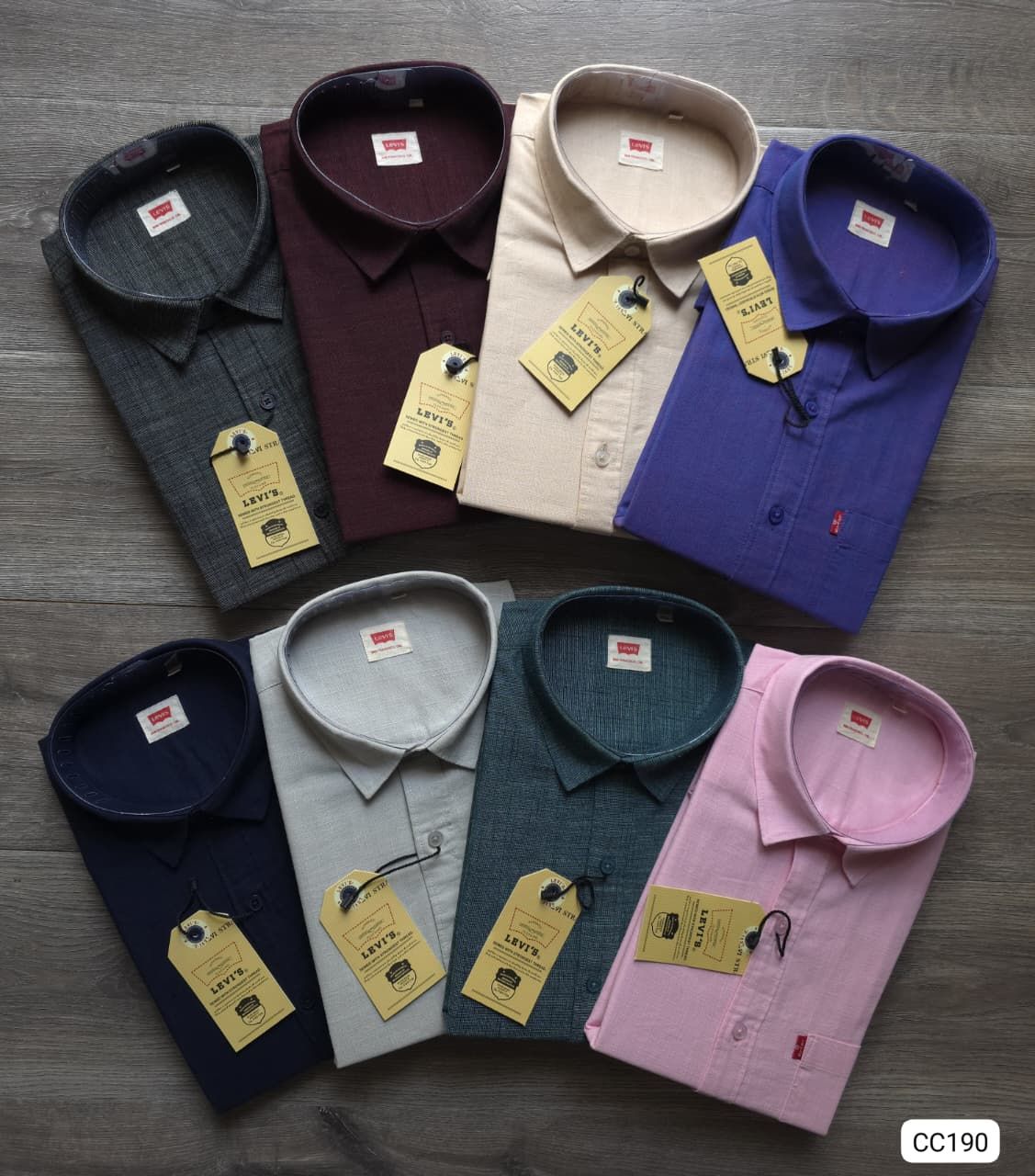 ( Jumbo Size ) Levis Premium Quality Linen Collar Neck Full Sleeve Men's Shirt -  64 Pc