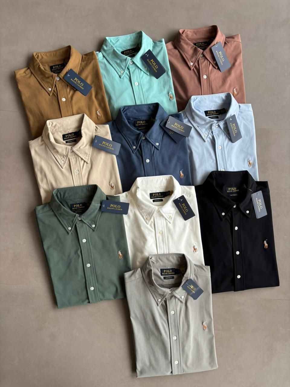 Ralph Lauren Premium Quality Lycra Knit Collar Neck Full Sleeve Men's Shirt - 78 Pc