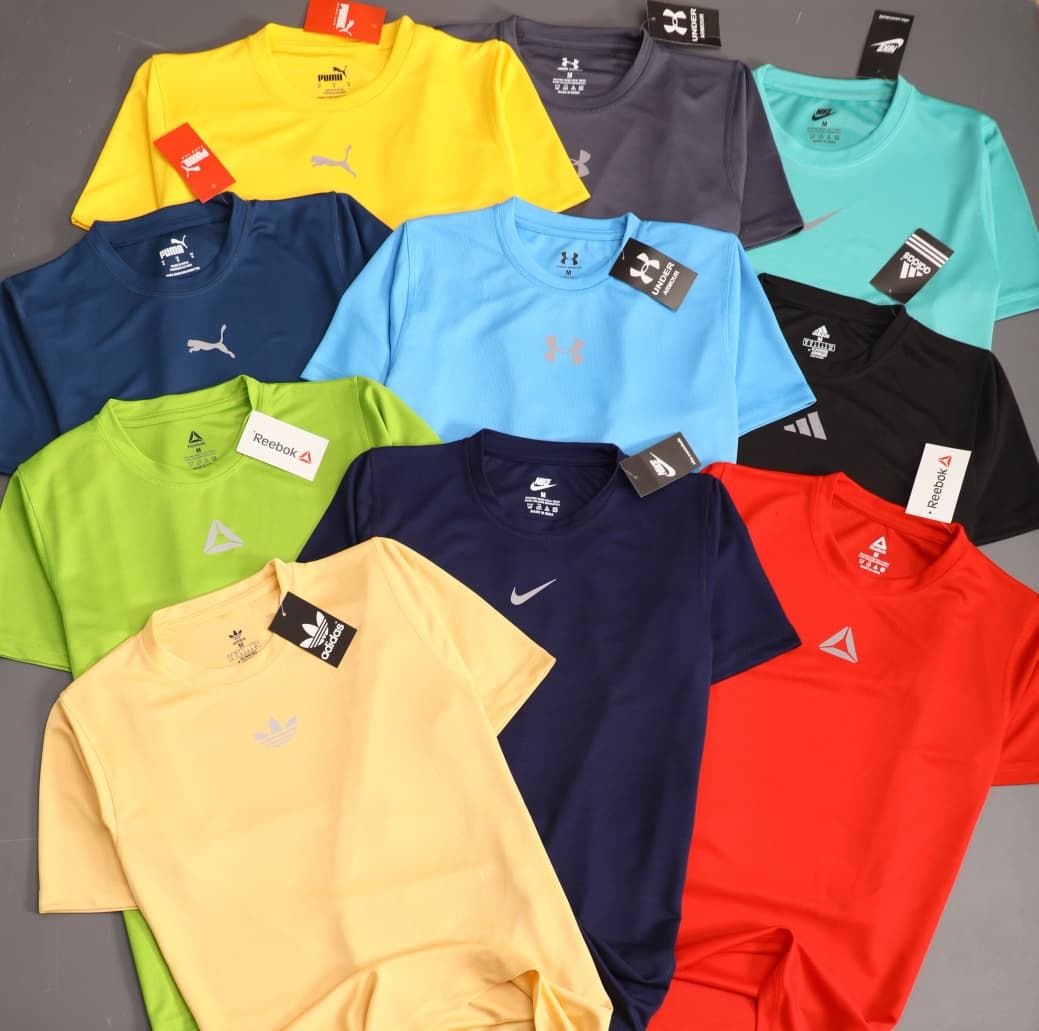 Multi Branded Premium Quality Active wear Round Neck Half Sleeve T-Shirt - 43 Pc
