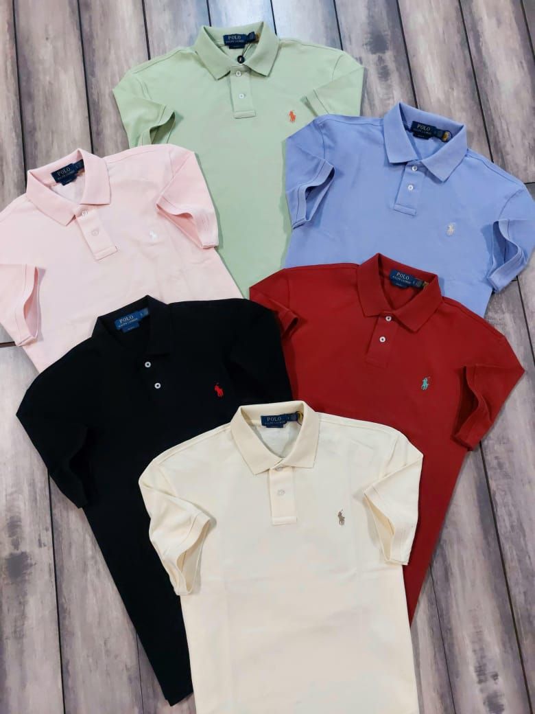 Ralph Lauren Premium Quality Linen Cotton Collar Neck Half Sleeve Men's T-Shirt - 52 Pc