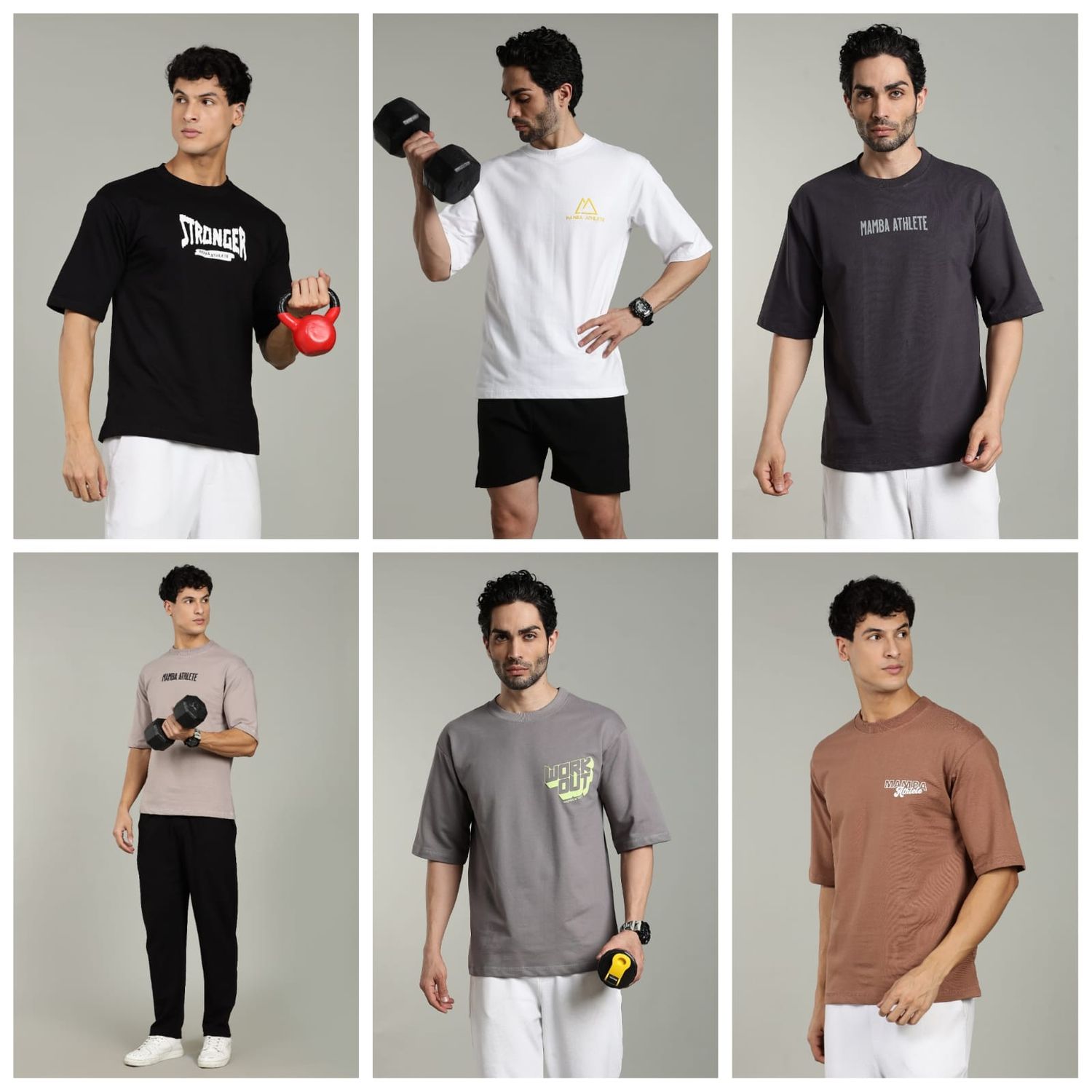 Mamba Athlete Premium Quality Cotton Drop-Shoulder Round Neck Half Sleeve Men's T-Shirt - 52 Pc
