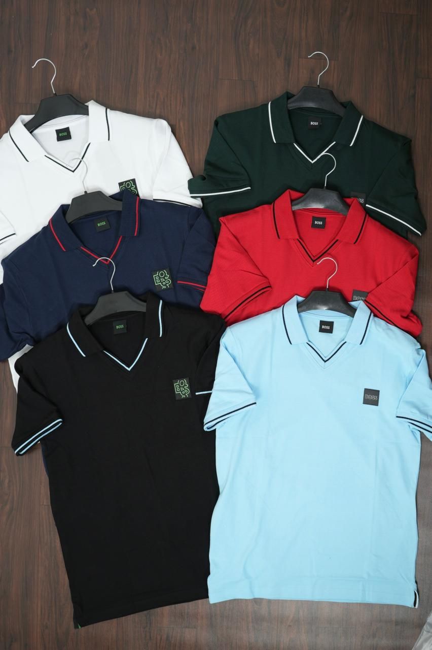 Hugo Boss Premium Quality Collar Neck Half Sleeve Men's T-Shirt - 58 Pc