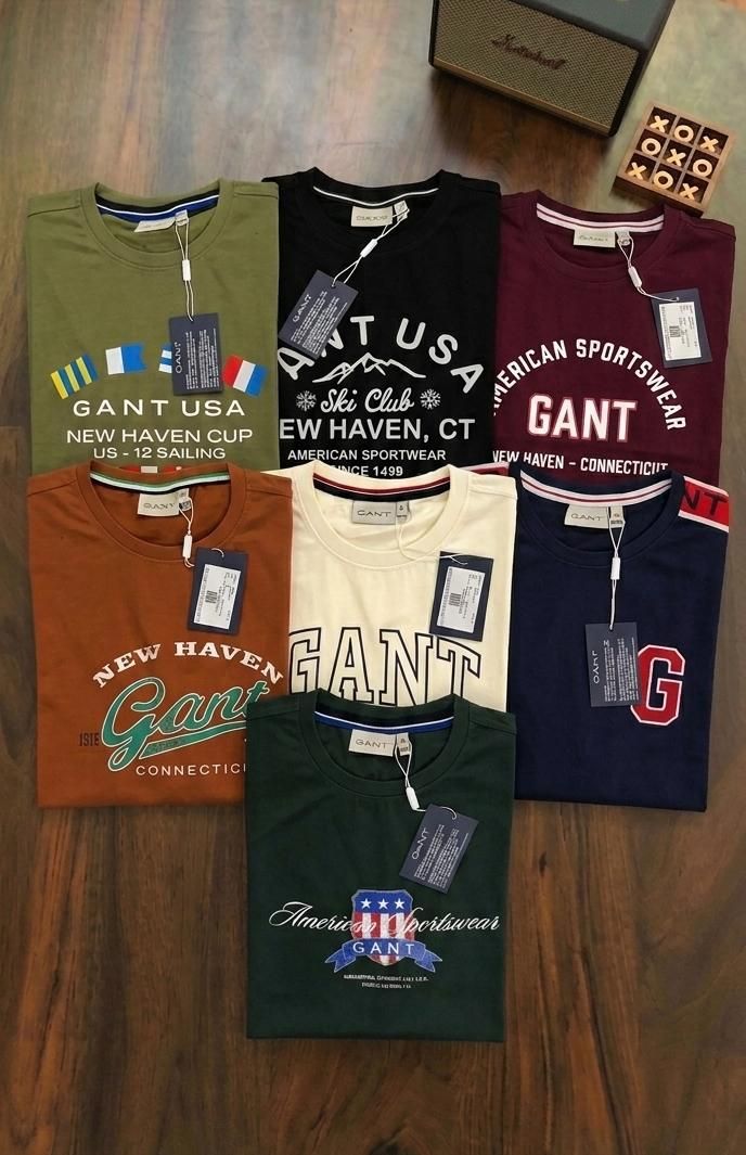 Gant Premium Quality Cotton Round Neck Half Sleeve Men's T-Shirt - 52 Pc