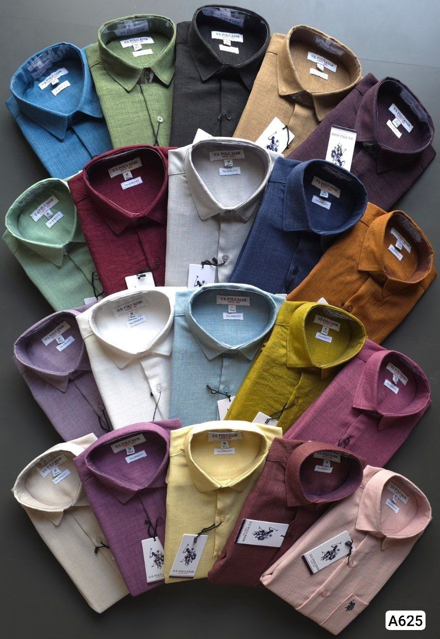 Us Polo Premium Quality Linen Plain Collar Neck Full Sleeve Men's Shirt - 67 Pc