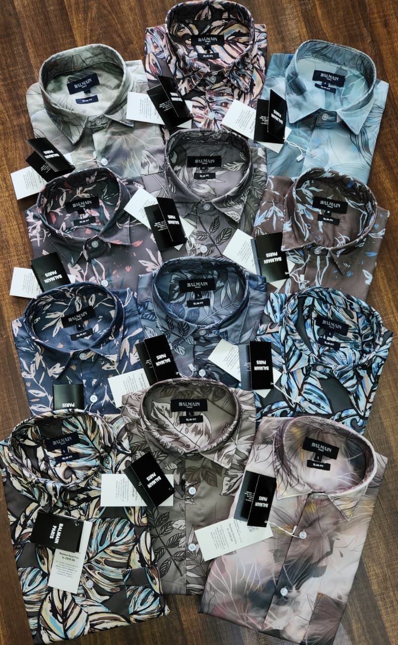 Balmain Premium Quality Linen Collar Neck Full Sleeve Printed Men's Shirt - 52 Pc