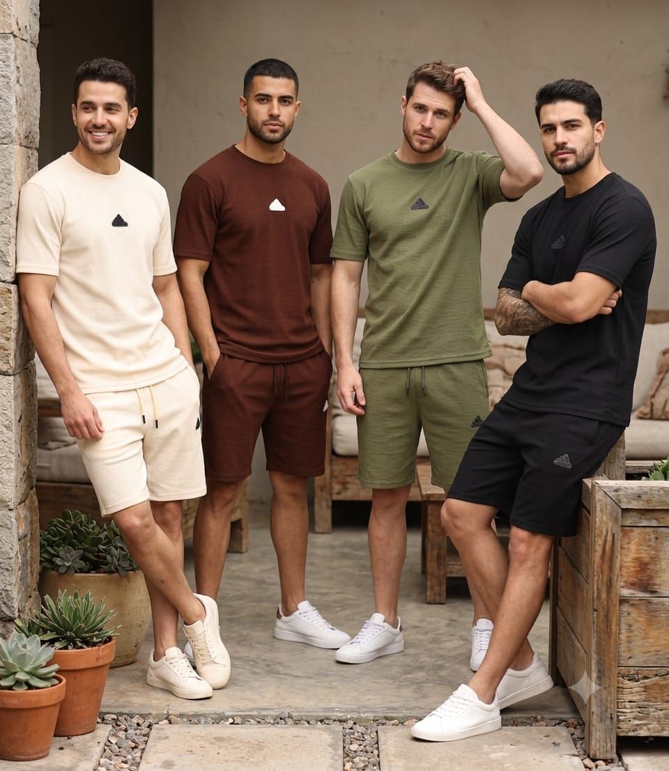 Adidas Premium Quality Round Neck T-Shirt &amp; Shorts Men's Co-ord Set - 32 Set