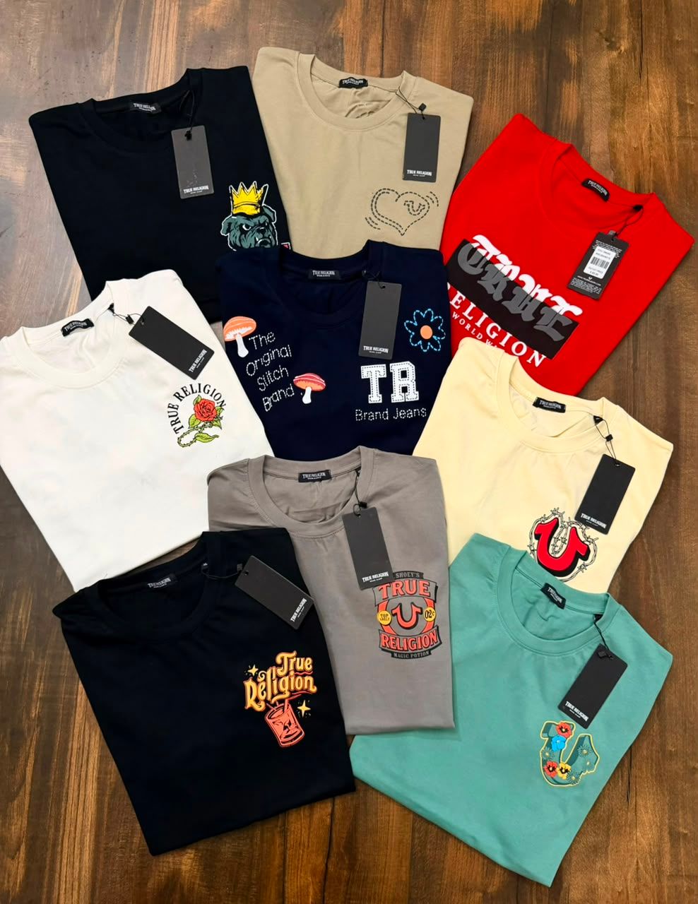 True Religion Premium Quality Crew Neck Half Sleeve Men's T-Shirt - 78 Pc