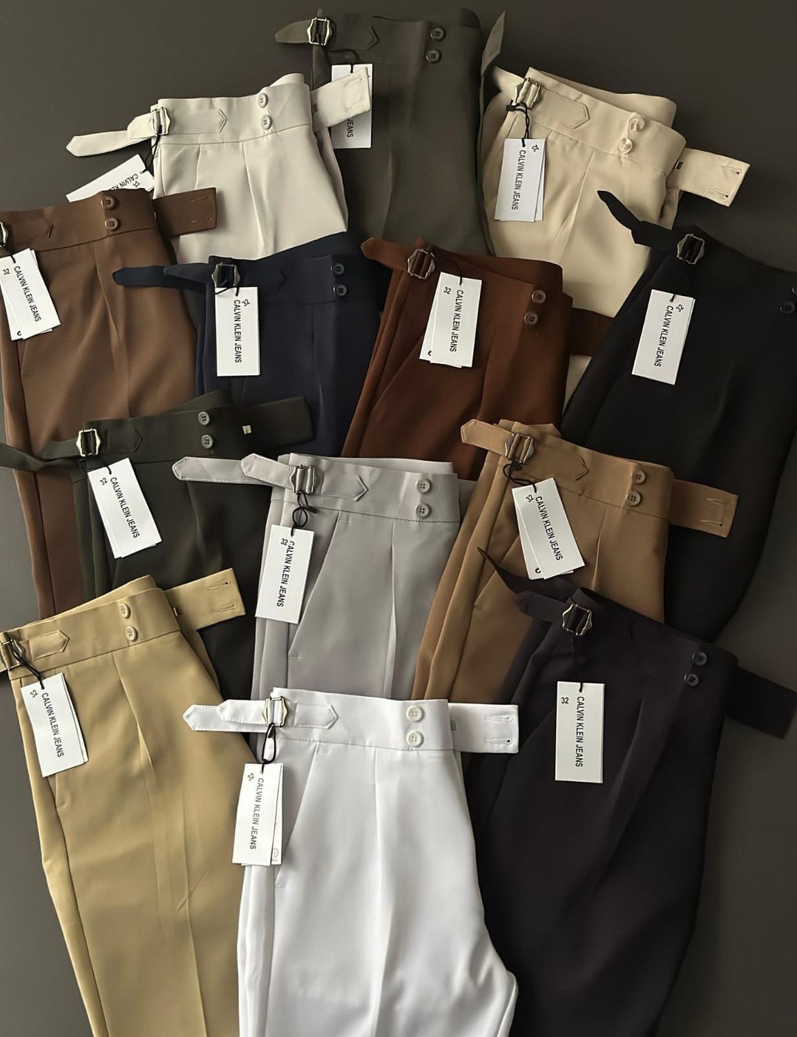 Calvin Klein Premium Quality Ankle Fit Gurkha Button Style With Side Clip Men's Formal Pant - 70 Pc