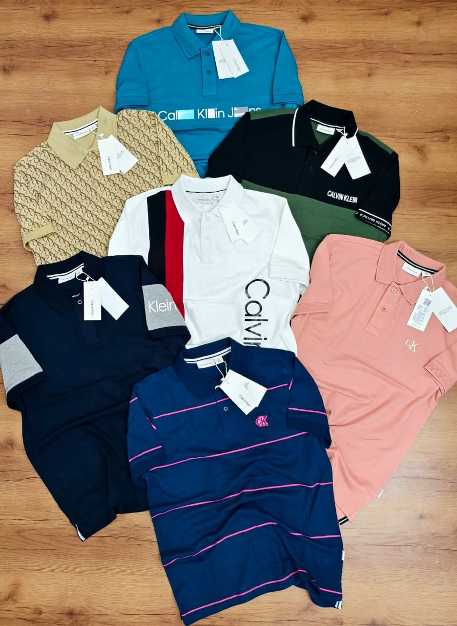 Calvin Klein Premium Quality Cotton Collar Neck Half Sleeve Men's T-Shirt - 56 Pc
